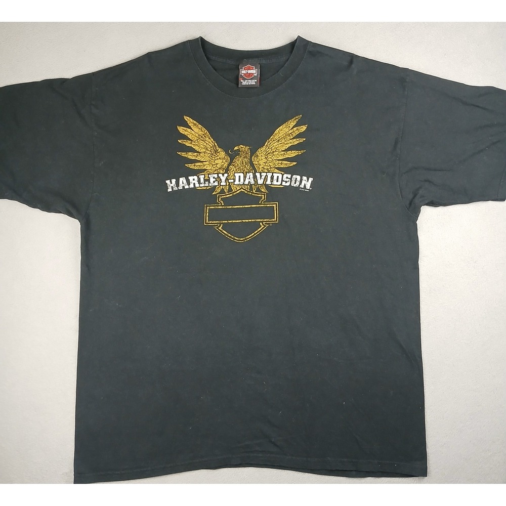 Vintage Harley-Davidson Graphic Shirt Mens 2X Black Eagle Jones Arkansas Tee Y2k